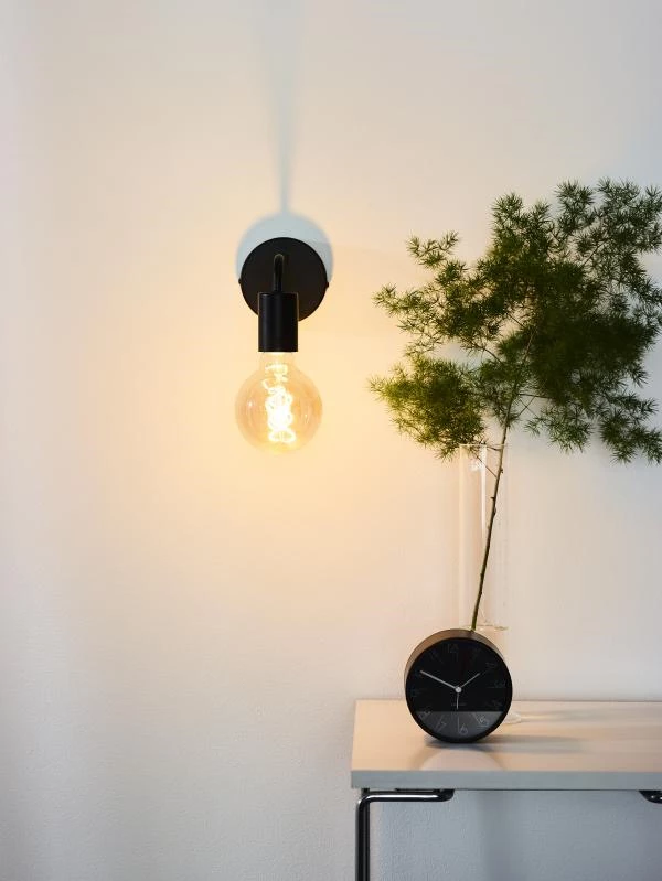 Lucide SCOTT - Lámpara de pared - 1xE27 - Negro - ambiente 1